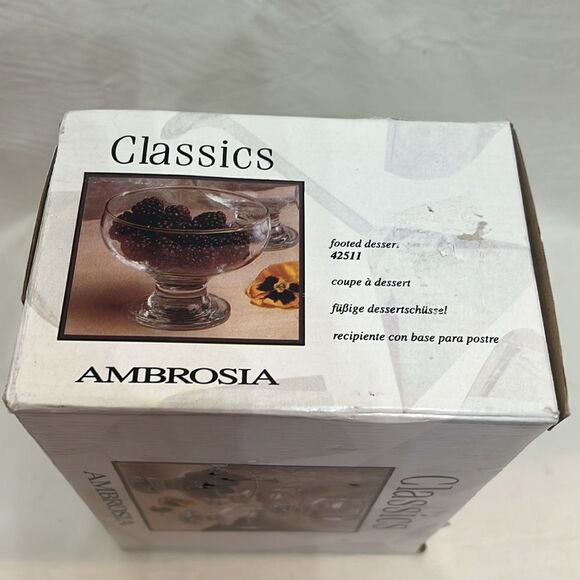 Classics Ambrosia Cups Durable Clear Glass Set Of 4 Footed Dessert Ice Cream - Picture 4 of 6